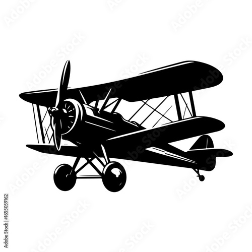 biplane vector, biplane silhouette