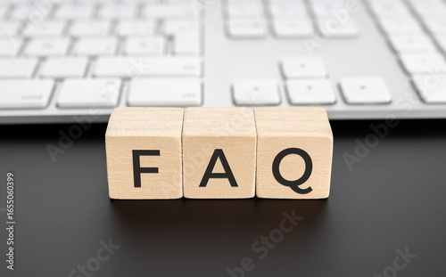 фотографія FAQ or frequently asked questions on wooden block