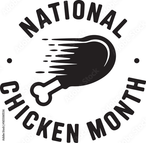 National Chicken Month Logo with Fast Chicken Drumstick