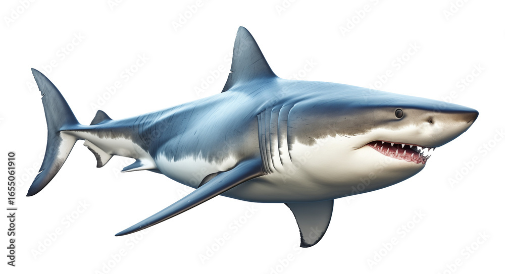 Obraz premium Shark Side View Isolated on Transparent Background PNG
