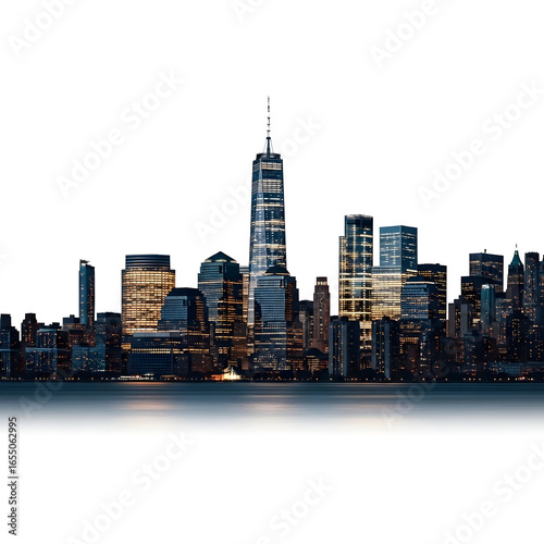 Spectacular Night View of the New York City Skyline Illuminating the Night Sky with its Breathtaking Architecture and City Lights