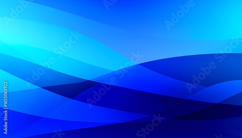 A vibrant abstract design featuring layered, wavy lines of varying shades of blue.