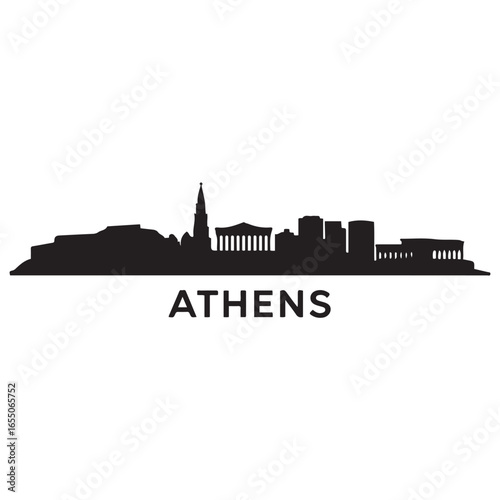 Wallpaper Mural Athens, Georgia skyline silhouette. Black Athens city. Vector black silhouette. with white background Torontodigital.ca
