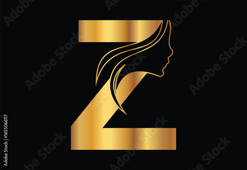 Latter Z with golden color luxury beautyfull women  logo design concept illustrator