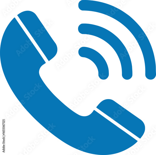 Blue Phone Receiver Icon Symbol Communication Concept Transparent Background