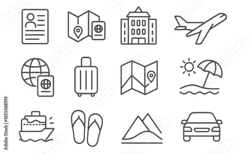 Travel planning essentials including maps, luggage, and travel documents in a creative layout for an enjoyable trip experience