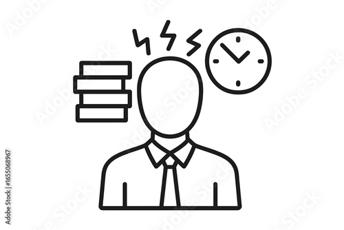 Stressed business person facing deadlines and workload in a corporate environment