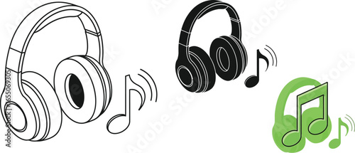 Immerse yourself in sound with these stylish modern headphones and music notes