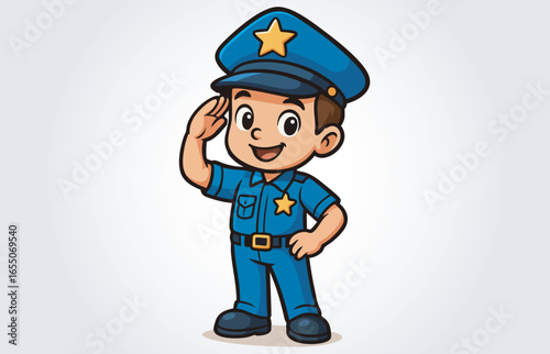 Kids Police Mascot Cartoon Vector Template