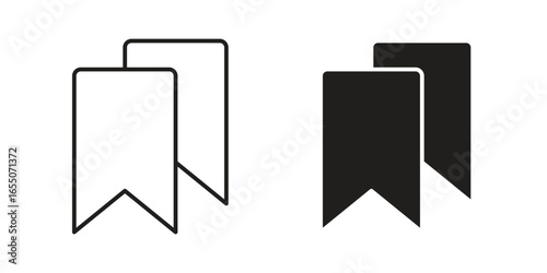 Pair of bookmark icons: one line art, one solid black, isolated on white. Free Download Pair of bookmark icons: one line art, one solid black, isolated on white. - GFXLoad