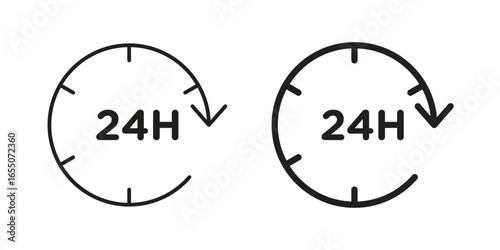 Two simple 24-hour clock icons with arrows, isolated on white.