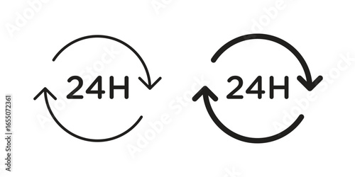Two simple 24-hour cycle icons with arrows, isolated on white.