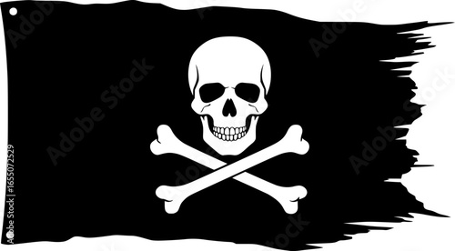 Pirate flag a skull with crossbones silhouette, skull and crossbones flag icon, vector illustration
