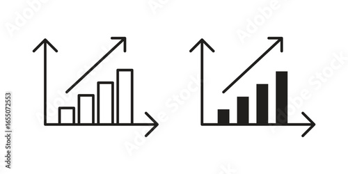 Two simple bar graph icons illustrating upward growth and progress. Perfect for presentations or reports.