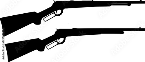 The black silhouettes of two classic winchester repeating rifles vector illustration
