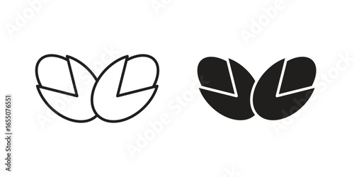Simple vector illustration of two pill icons, one outline and one solid, isolated on white.