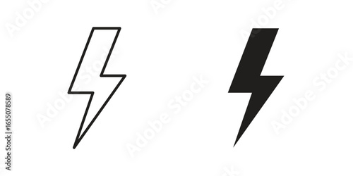 Two lightning bolt icons, one outline and one filled, isolated on a white background. Simple, vector graphic design. Free Download Two lightning bolt icons, one outline and one filled, isolated on a white background. Simple, vector graphic design. - GFXLoad