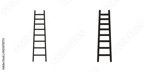 Illustration of two simple black ladders isolated on a white background. Perfect for design projects.
