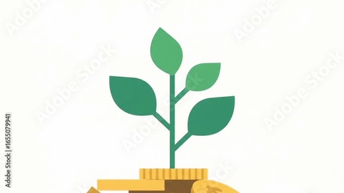 Growing Money Plant with Coins Illustration