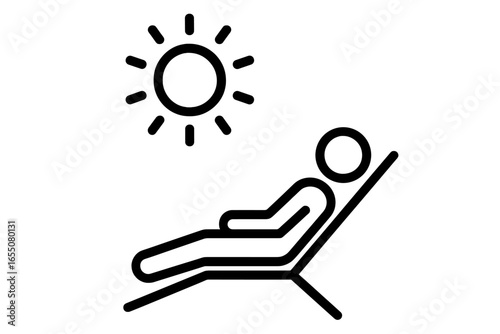 Relaxation under the sun while reclining on a lounge chair at a beach or poolside setting