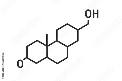 Chemical structure of a steroid hormone illustrating molecular components and bonding