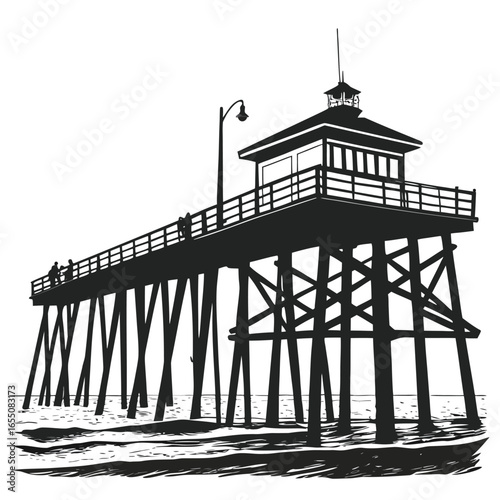 Old fishing pier silhouette