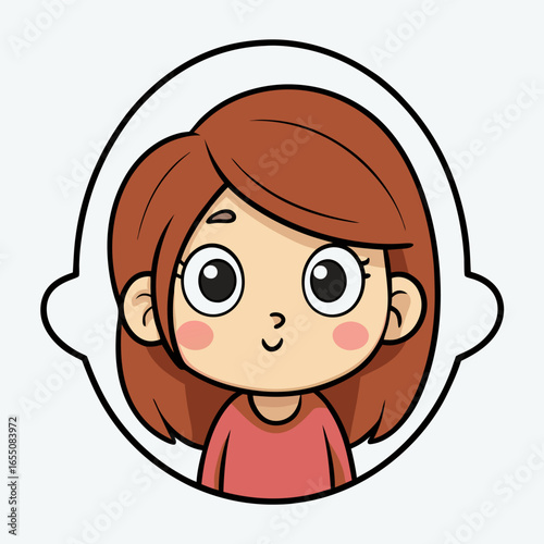 Digital sticker of a cute little girl with exaggerated round eyes, captured mid-peek, ideal for messaging, planners, and social media use