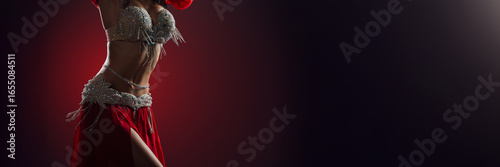 Canvas-taulu Belly Dancer in Red Costume Wide Banner with Copy Space