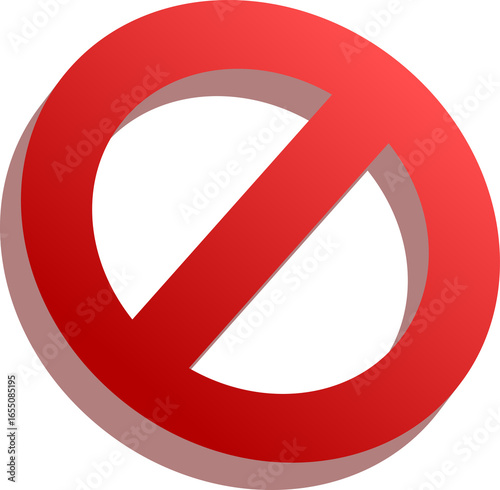 3D Gradient Red Prohibition Ban Icon Isolated on Transparent Background