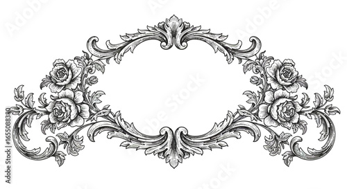 Ornate floral frame with roses and scrollwork