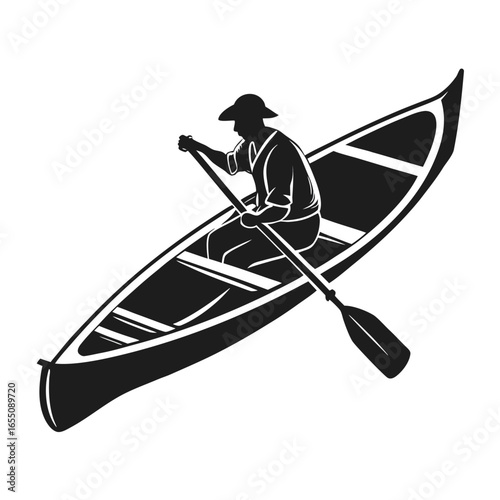 Person in rowboat silhouette