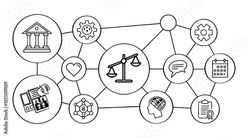 Social network connection with business team communication and data technology infographic vector design.