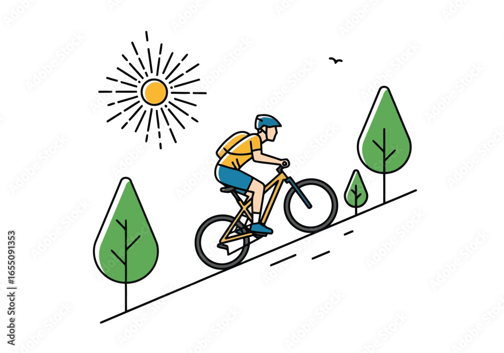 Fototapeta premium man riding a bicycle with vector and illustration