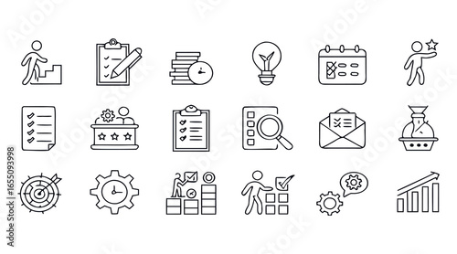 A black vector icon set for web design and business with various symbols design.