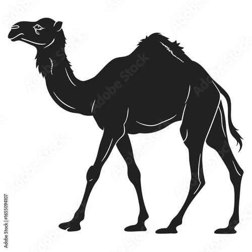 Camel in desert silhouette