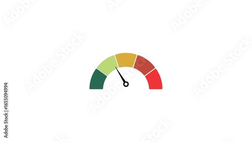 Risk Meter Indicator Animation on White Background. Animated Credit Score Meter Quality Indicator. Business Risk Assessment Gauge.