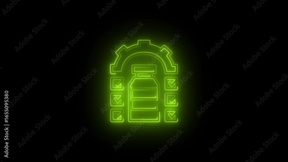 Glowing neon dose free icon animation, Neon dose free icon motion graphic animation on black background. 4k
