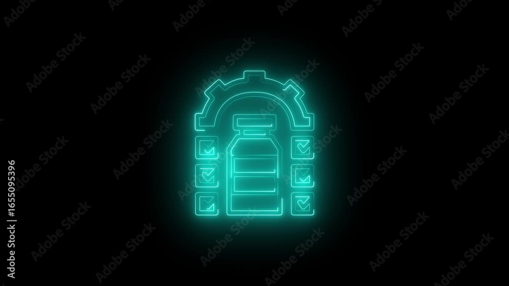 Glowing neon dose free icon animation, Neon dose free icon motion graphic animation on black background. 4k
