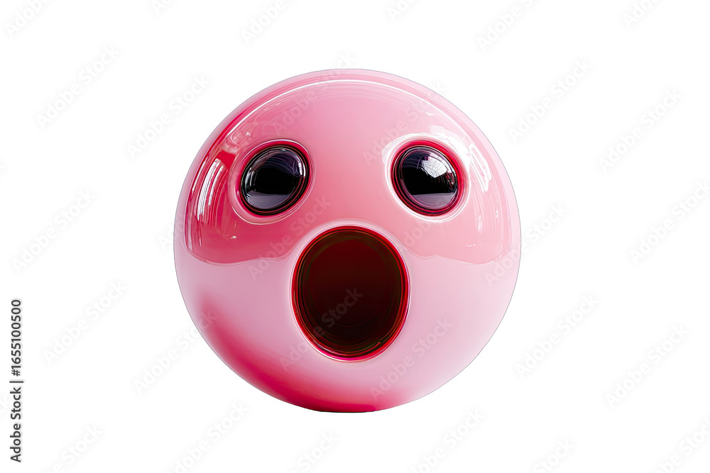 Fototapeta premium 3D rendered pink emoticon face with wide open mouth