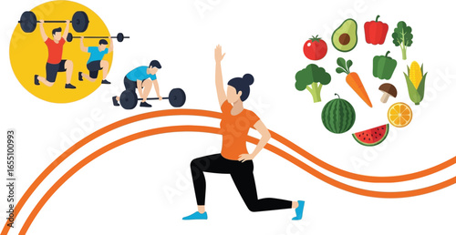 Achieve fitness goals with healthy food and strength training exercise