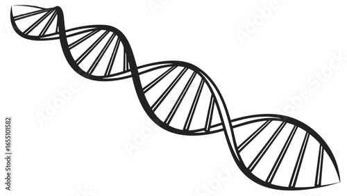A black and white drawing of a dna double helix structure with a spiraling and ladder like appearance created with generated ai
