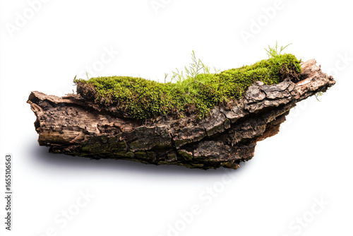 a piece of wood with moss growing on it