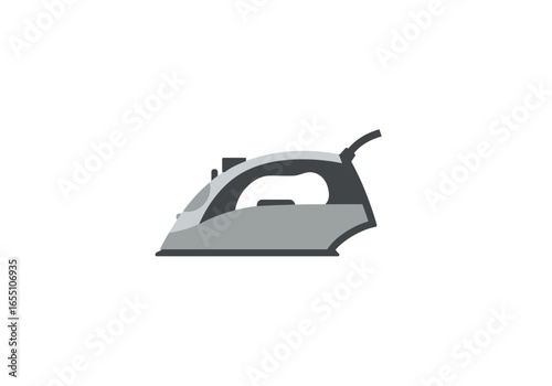 Gray Modern Electric Iron in Profile View.