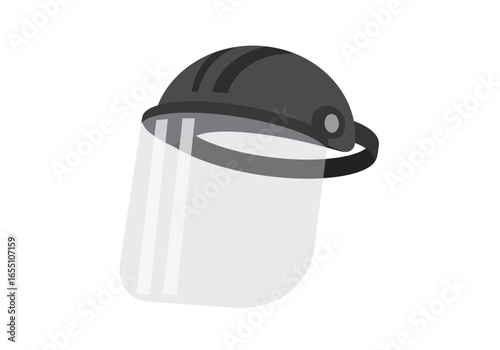 Protective Face Shield with Dark Gray Helmet and Clear Visor.