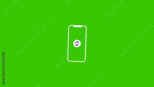 Rotate phone animation on green background. Animation rotate your phone portrait to landscape.