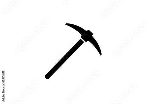 Simple Black Pickaxe Icon Solid Style.