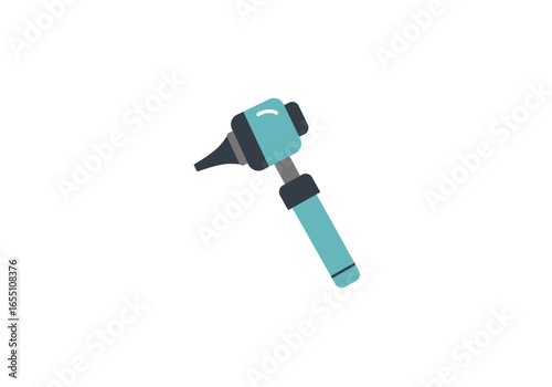 Vector Illustration of a Teal Otoscope Medical Instrument on White Background.