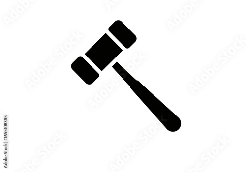 Simple Black Gavel Icon Depicting Justice Law and Authority.