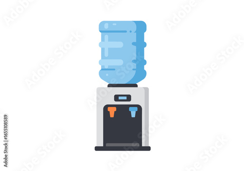 Modern Vector Illustration of a Water Cooler with Blue Water Bottle.