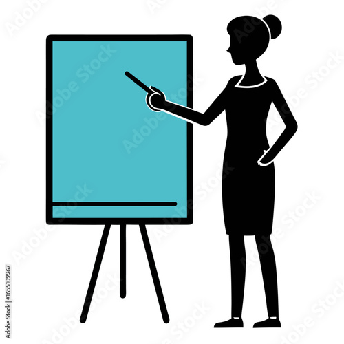 teacher with blackboard